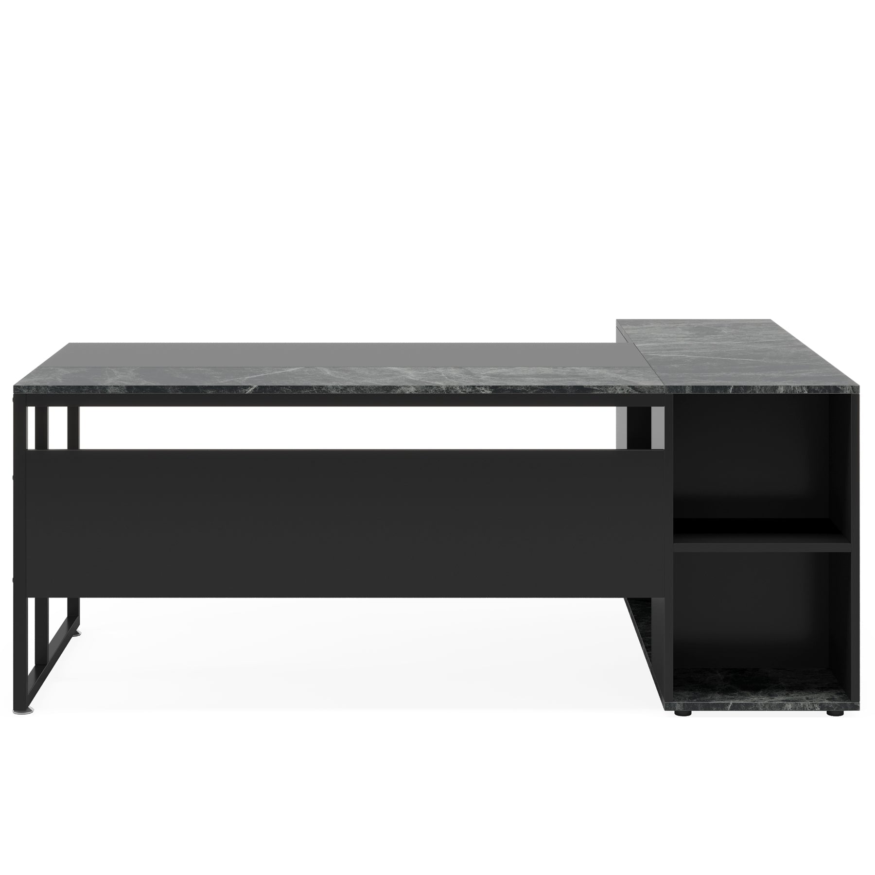 71" L-Shaped Executive Desk with Storage Cabinet & Shelves