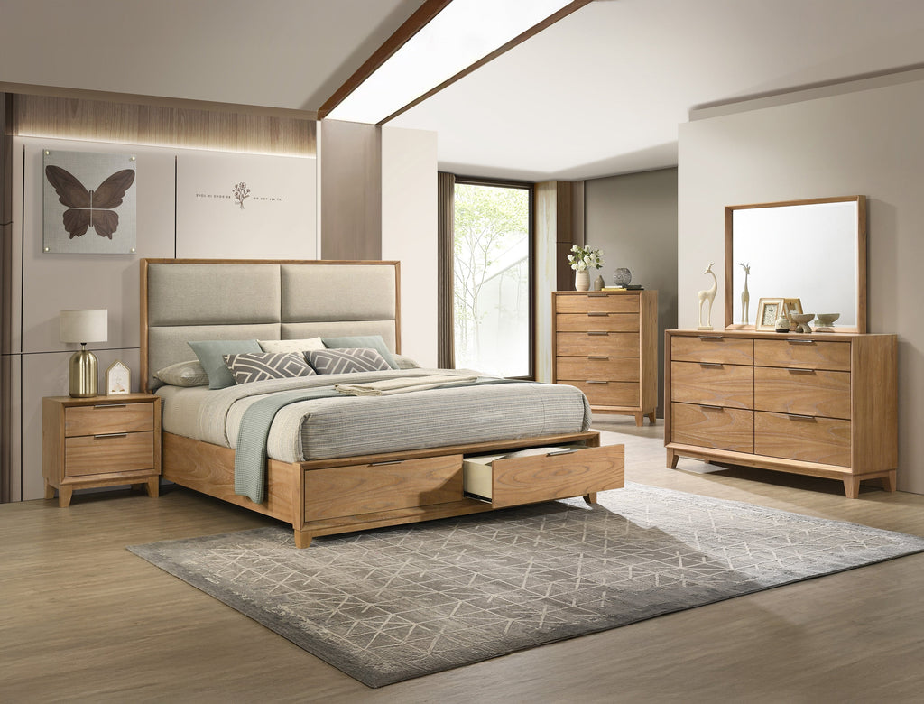1pc Queen Storage Platform Bed with Upholstered Ultra-plush Headboard