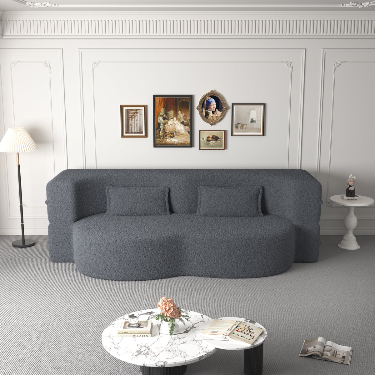 Modern Floor Sofa with 2 Pillows