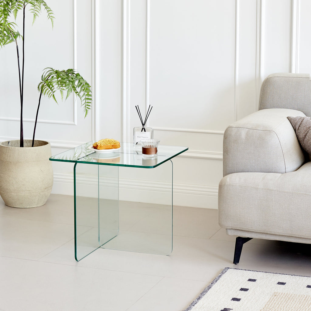 Tempered Clear Glass Side Table