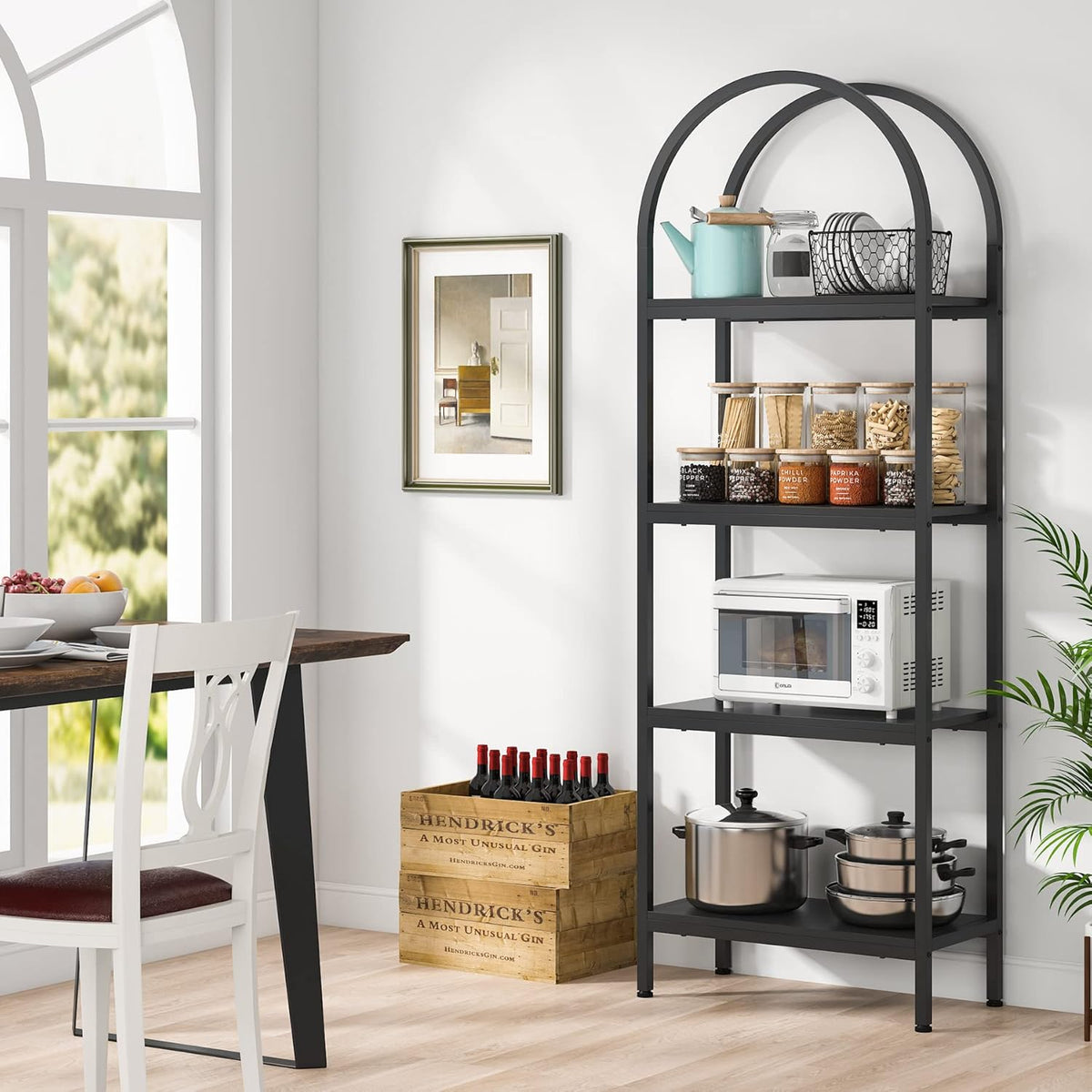 70.86" Tall 4-Tier Black Industrial Bookshelf