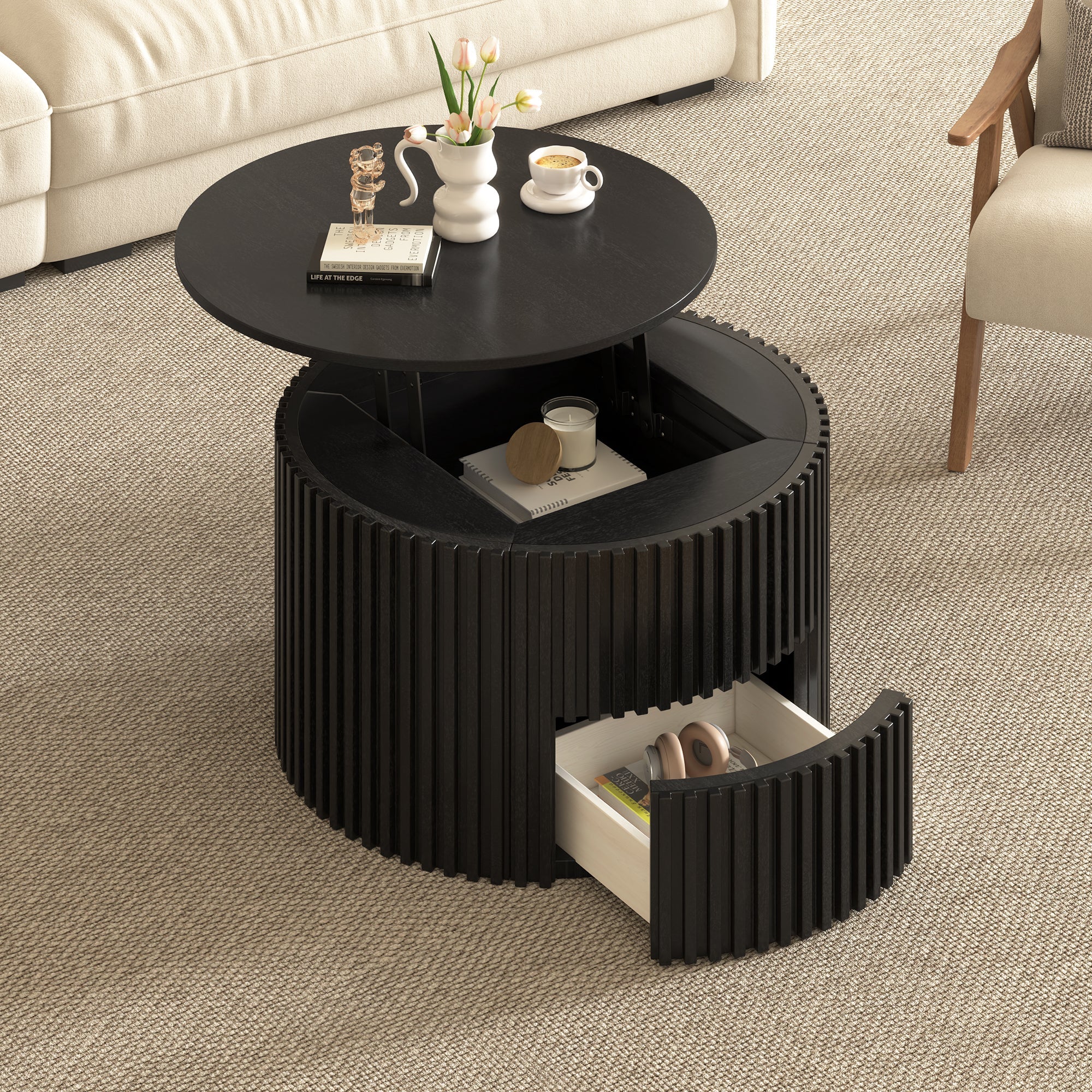 Vibe Haus Round Lift Top Coffee Table