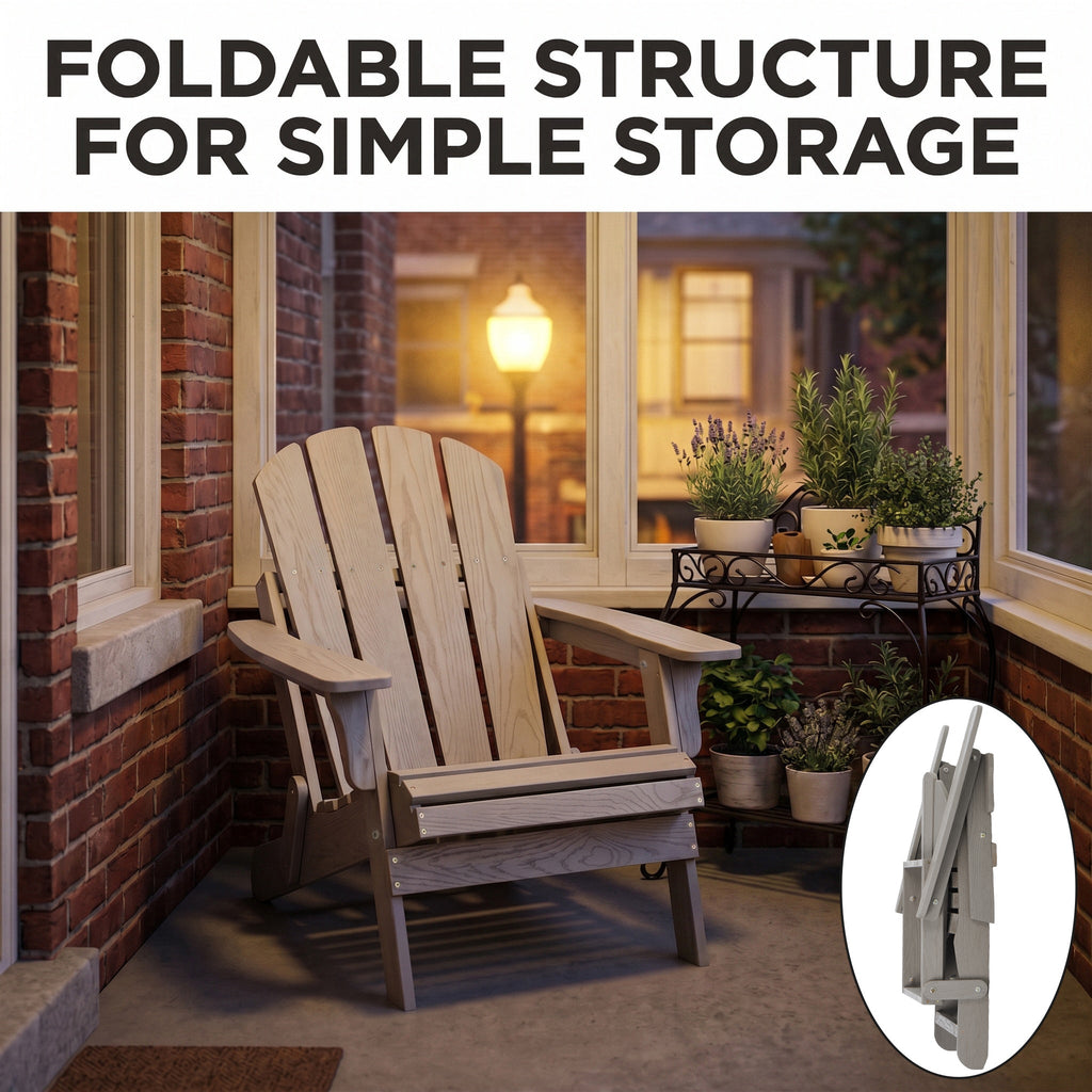 Oversize Embossed Wooden Outdoor Folding Adirondack Chair