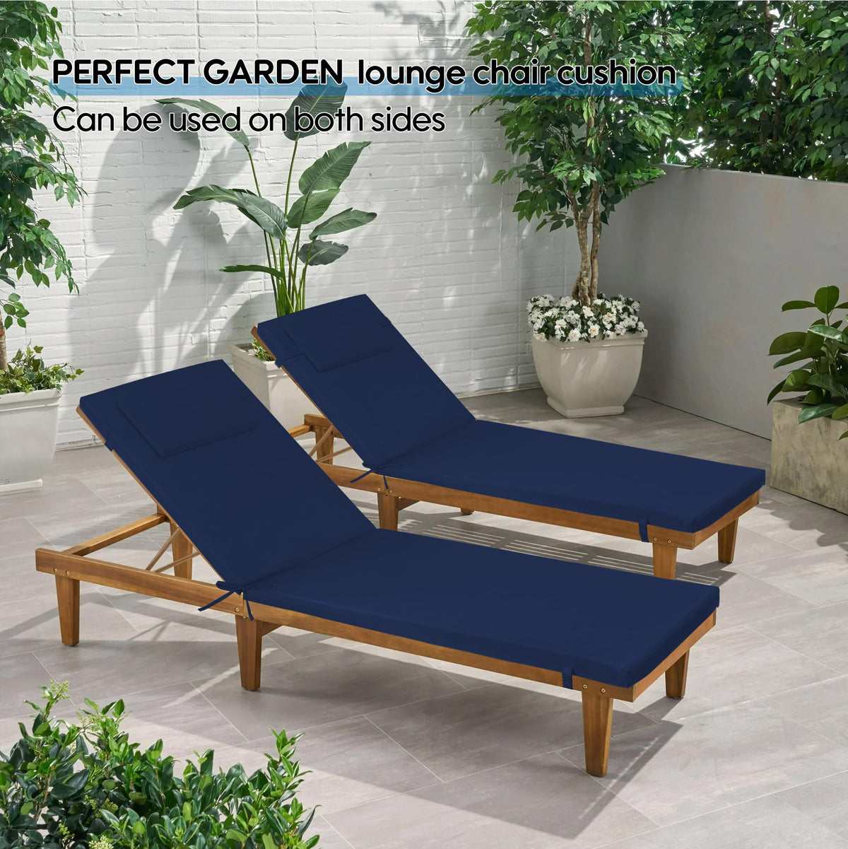 2PCS Outdoor Lounge Chair Cushion Replacement Set - Navy Blue