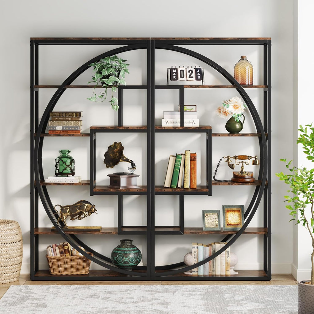 70.47" Height Industrial 5-Tier Rustic Bookcase