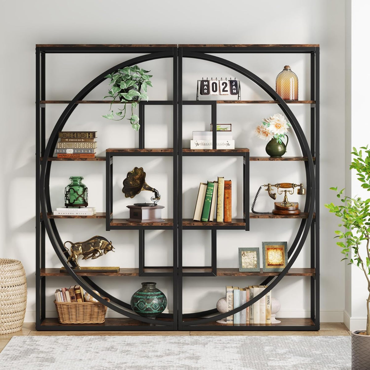 70.47" Height Industrial 5-Tier Rustic Bookcase