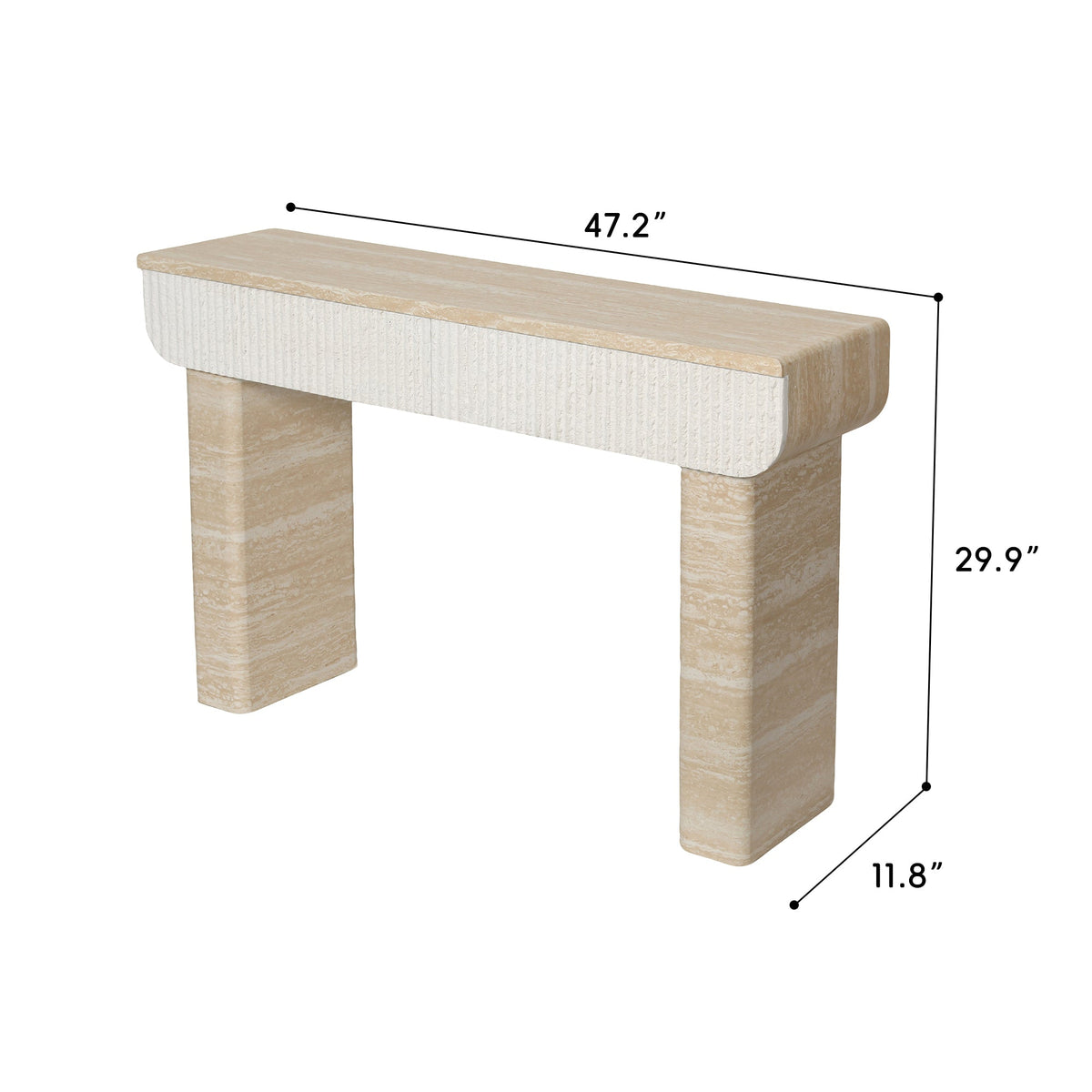 Entryway Table With Two Hidden Handle Drawers