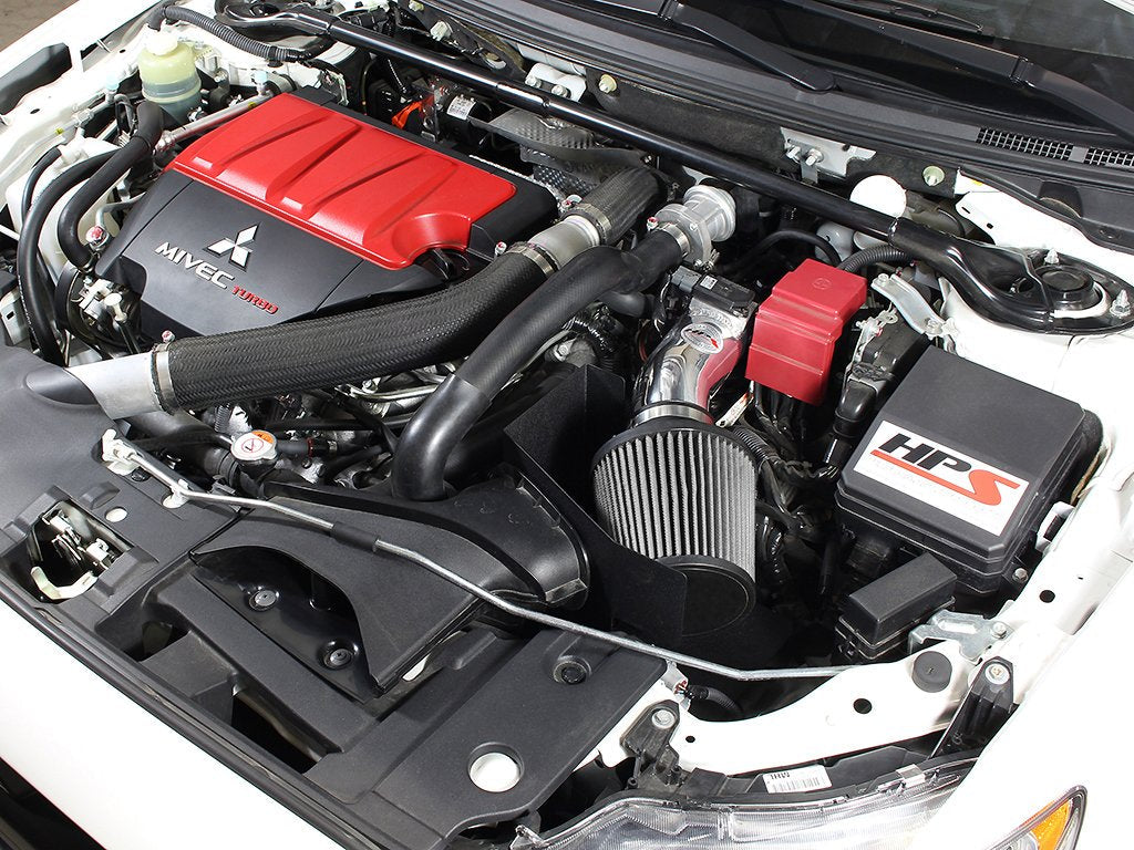 HPS Shortram Air Intake Kit 2008-2015 Mitsubishi Lancer Evolution X 2.0L, Includes Heat Shield, Blue