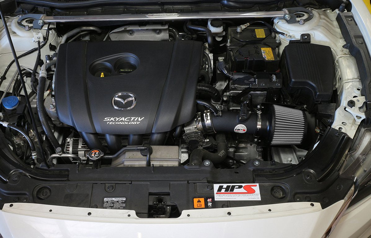 HPS Performance HPS Shortram Air Intake Kit 2014-2017 Mazda Mazda6 2.5L Skyactiv, Includes Heat Shield, 827-547