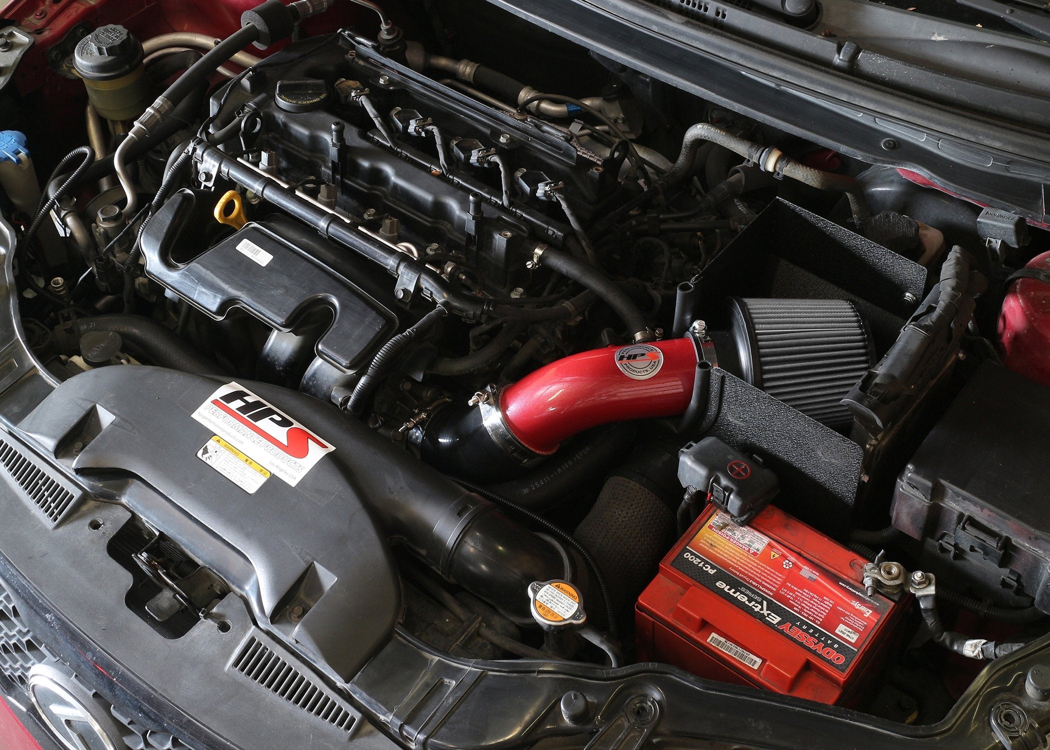 HPS Shortram Air Intake Kit 2010-2013 Kia Forte 2.0L, Includes Heat Shield, Red