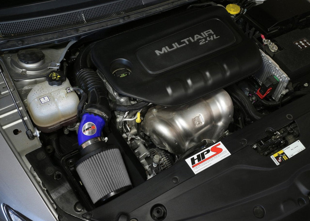 HPS Shortram Air Intake Kit 2015-2017 Chrysler 200 2.4L without MAF sensor, Includes Heat Shield, Blue