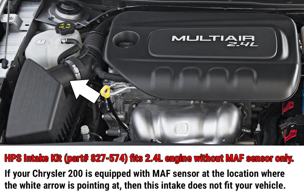 HPS Shortram Air Intake Kit 2015-2017 Chrysler 200 2.4L without MAF sensor, Includes Heat Shield, Black