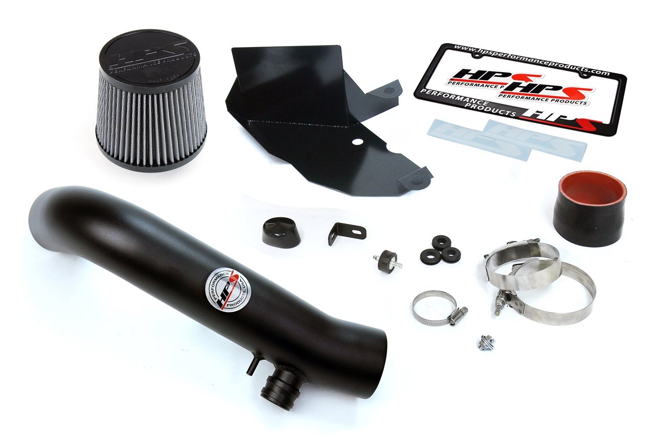 HPS Performance Products Shortram Air Intake Kit 2016-2017 Audi TT Quattro 2.0T TFSI Turbo, Includes Heat Shield, Black
