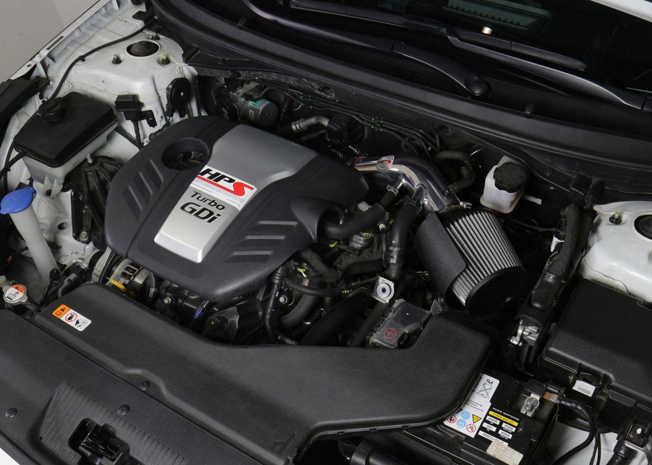 HPS Shortram Air Intake Kit 2016-2017 Kia Optima LX 1.6L Turbo, Includes Heat Shield, Gunmetal