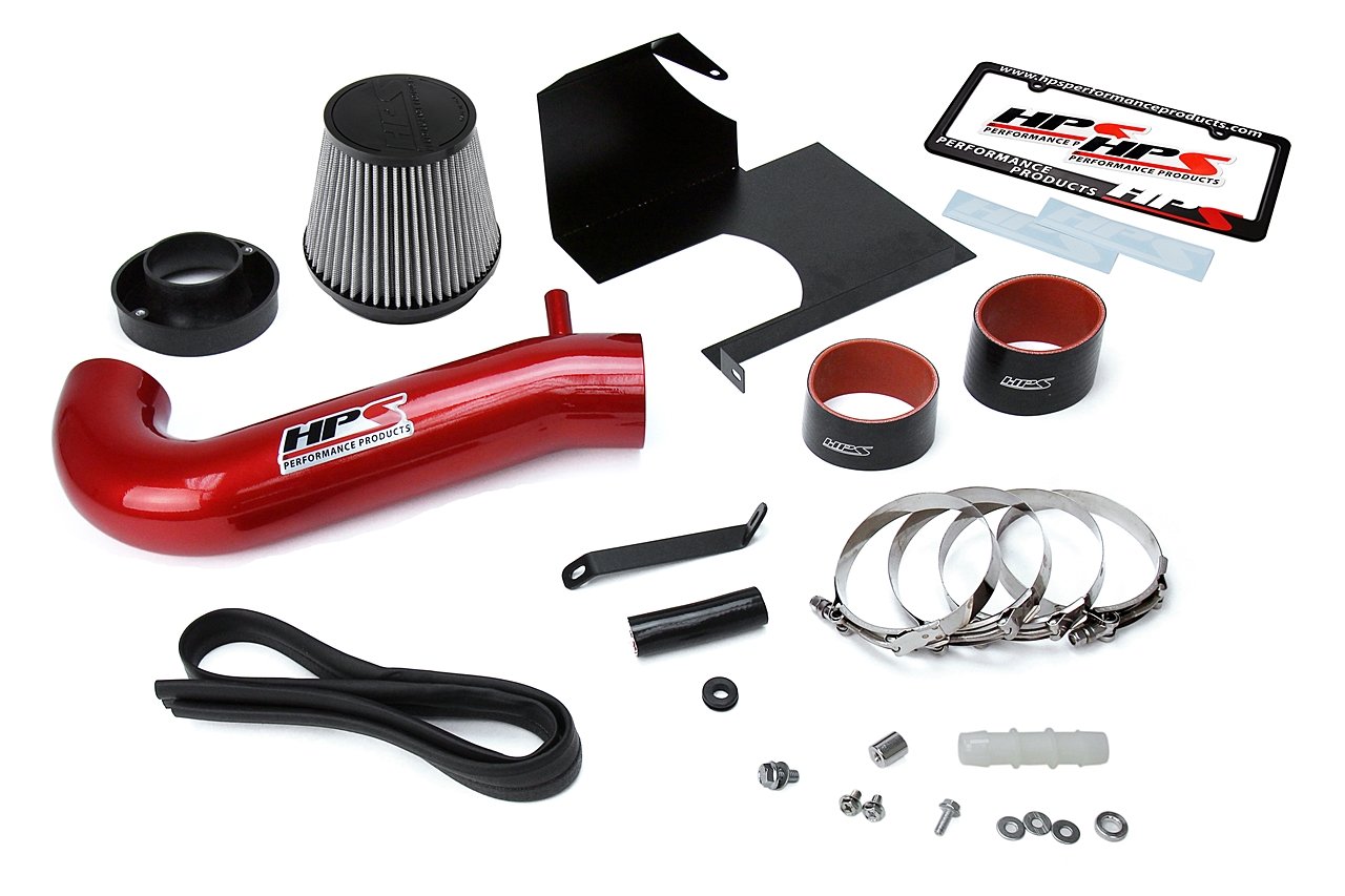 HPS Shortram Air Intake Kit 2011-2017 Chrysler 300C 5.7L V8 except Shaker Hood, Includes Heat Shield, Red