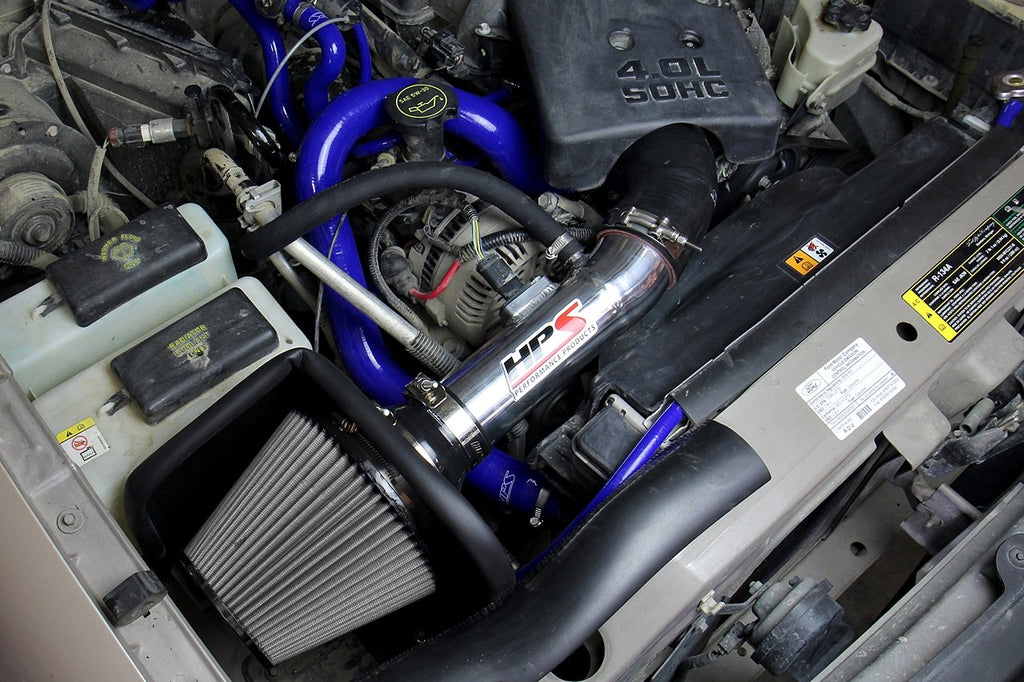 HPS Shortram Air Intake Kit 2004-2011 Ford Ranger 4.0L V6, Includes Heat Shield, Red