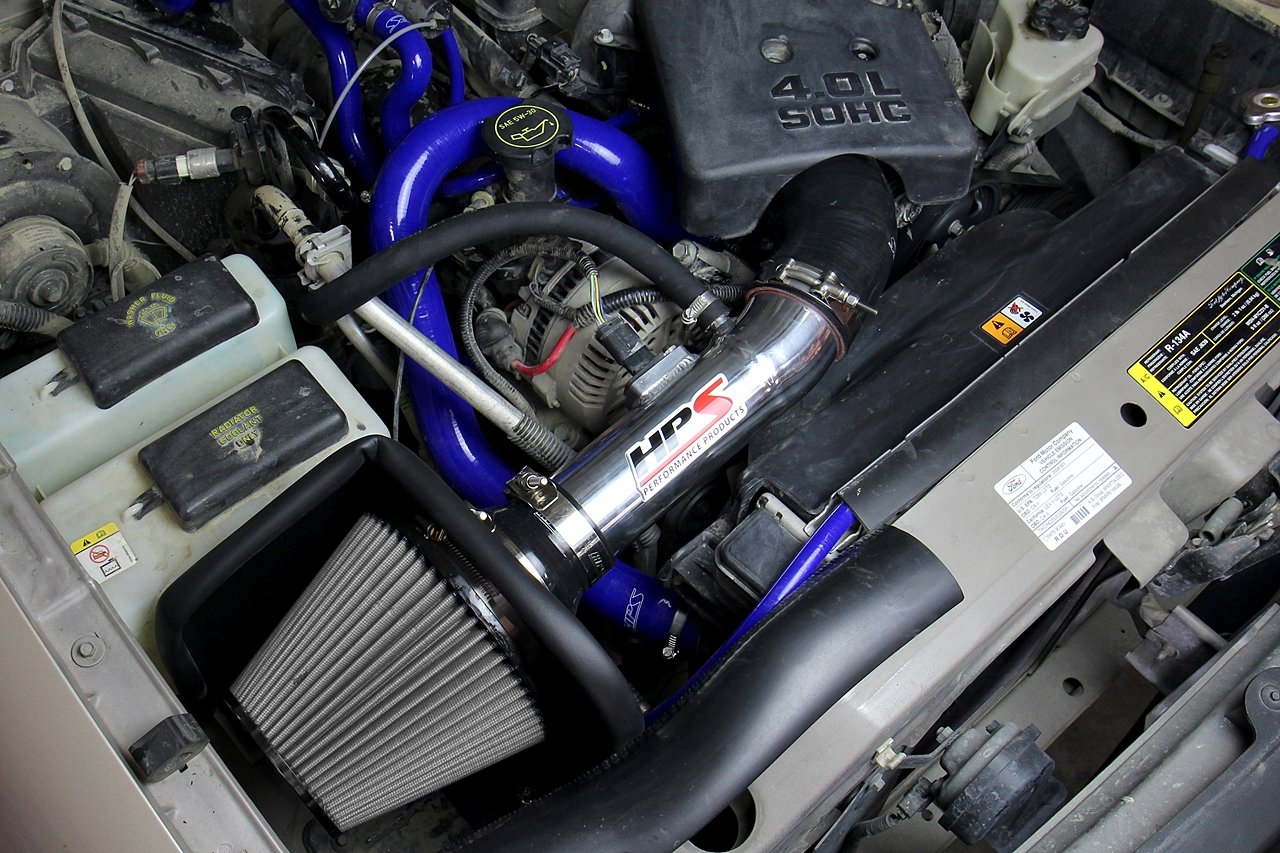 HPS Shortram Air Intake Kit 2004-2009 Mazda B4000 4.0L V6, Includes Heat Shield, Red