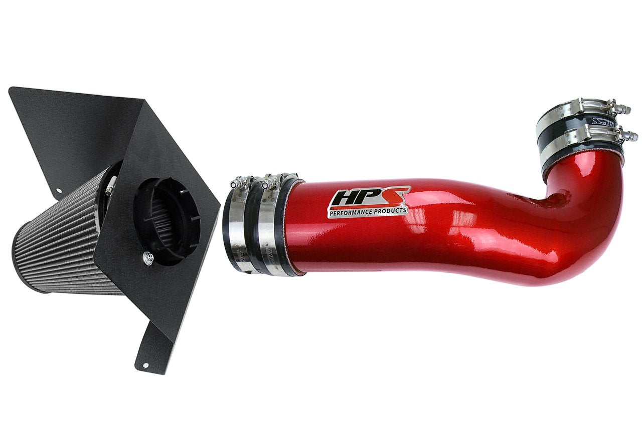 HPS Shortram Air Intake Kit 2007-2008 GMC Yukon 4.8L 5.3L 6.0L 6.2L V8, Includes Heat Shield, Red