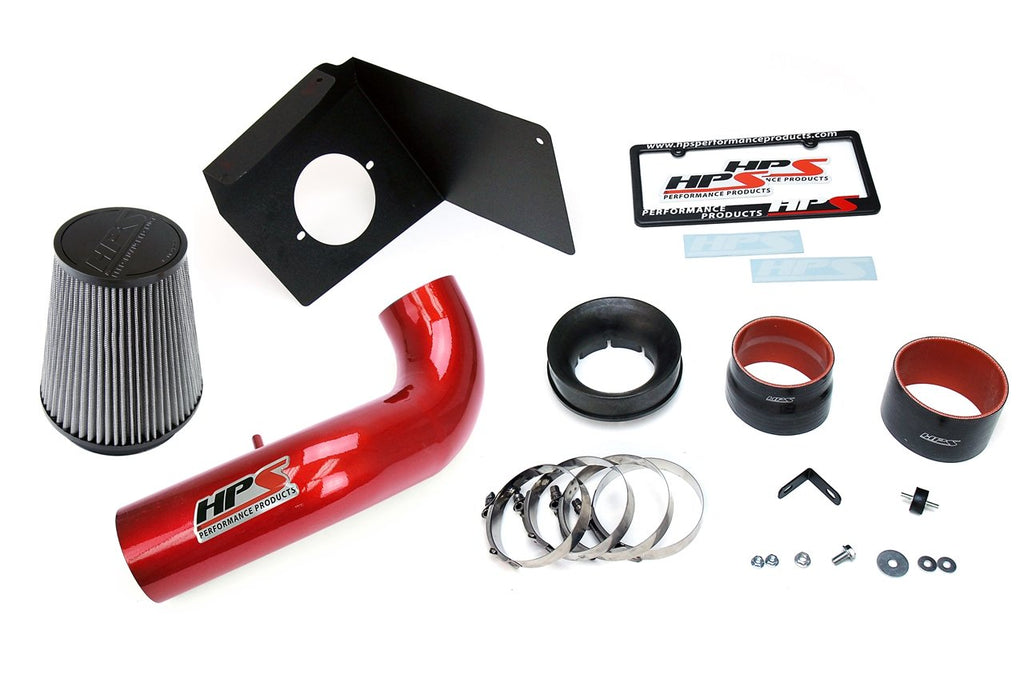 HPS Shortram Air Intake Kit 2007-2009 Chevy Cheyenne 2500 5.3L V8, Includes Heat Shield, Red