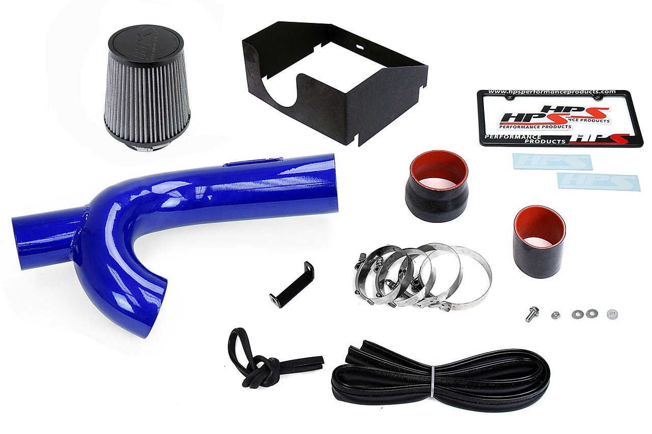 HPS Shortram Air Intake Kit 2015-2016 Ford F150 3.5L Ecoboost Turbo, Includes Heat Shield, Blue