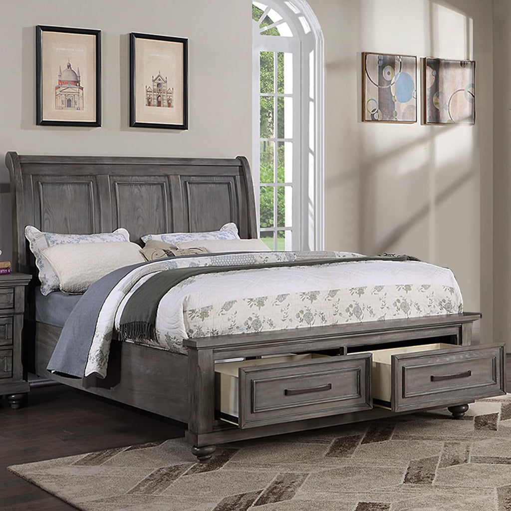 California King Size Bed with Underbed Drawer & Nightstands