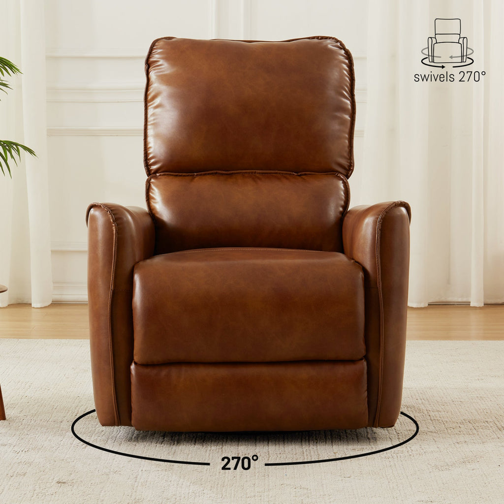 Brown Color Air Leather Electric Recliner Chair with Rocker and Swivel