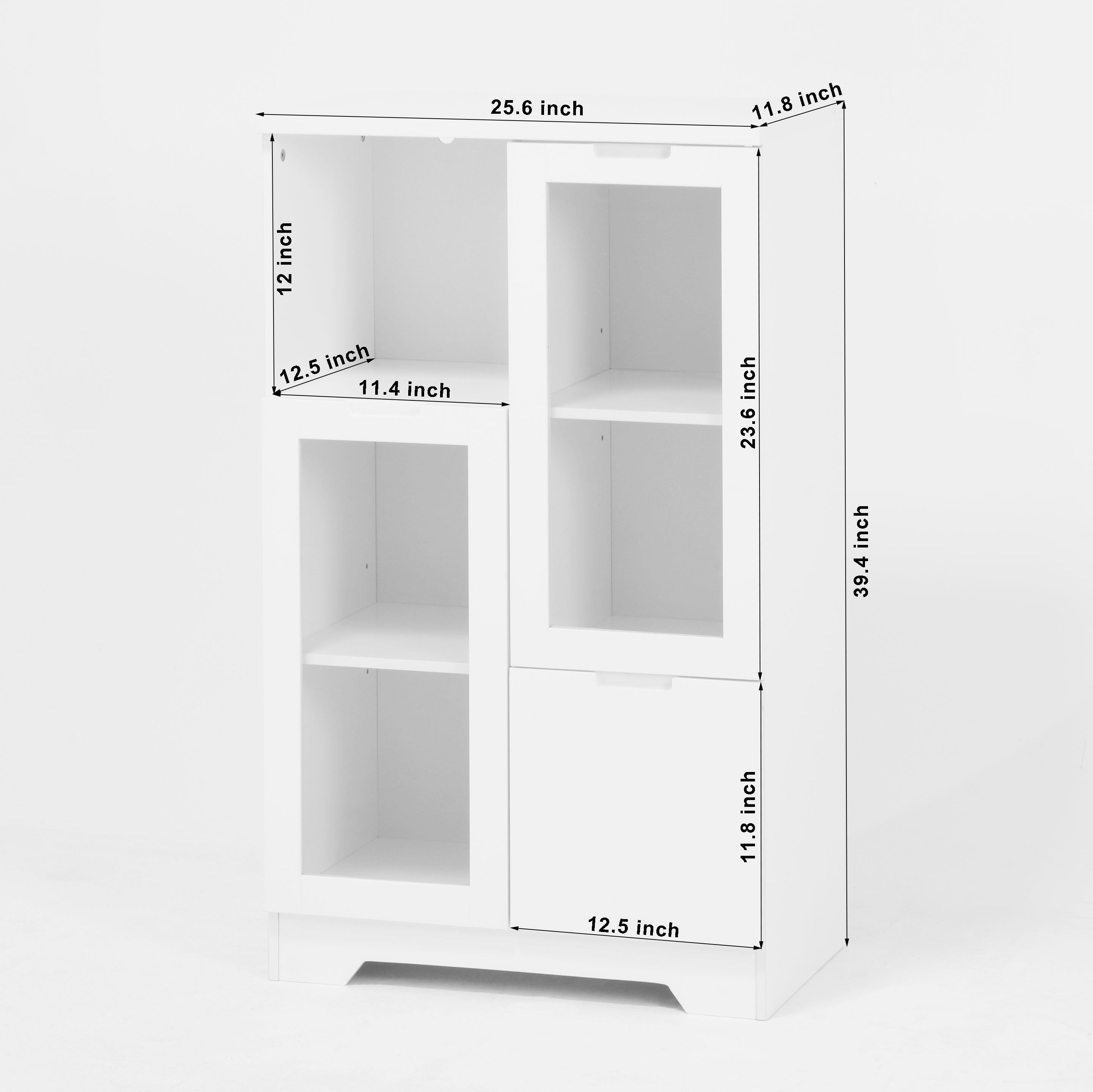 MDF Painted Cabinet with Glass Doors and Drawer