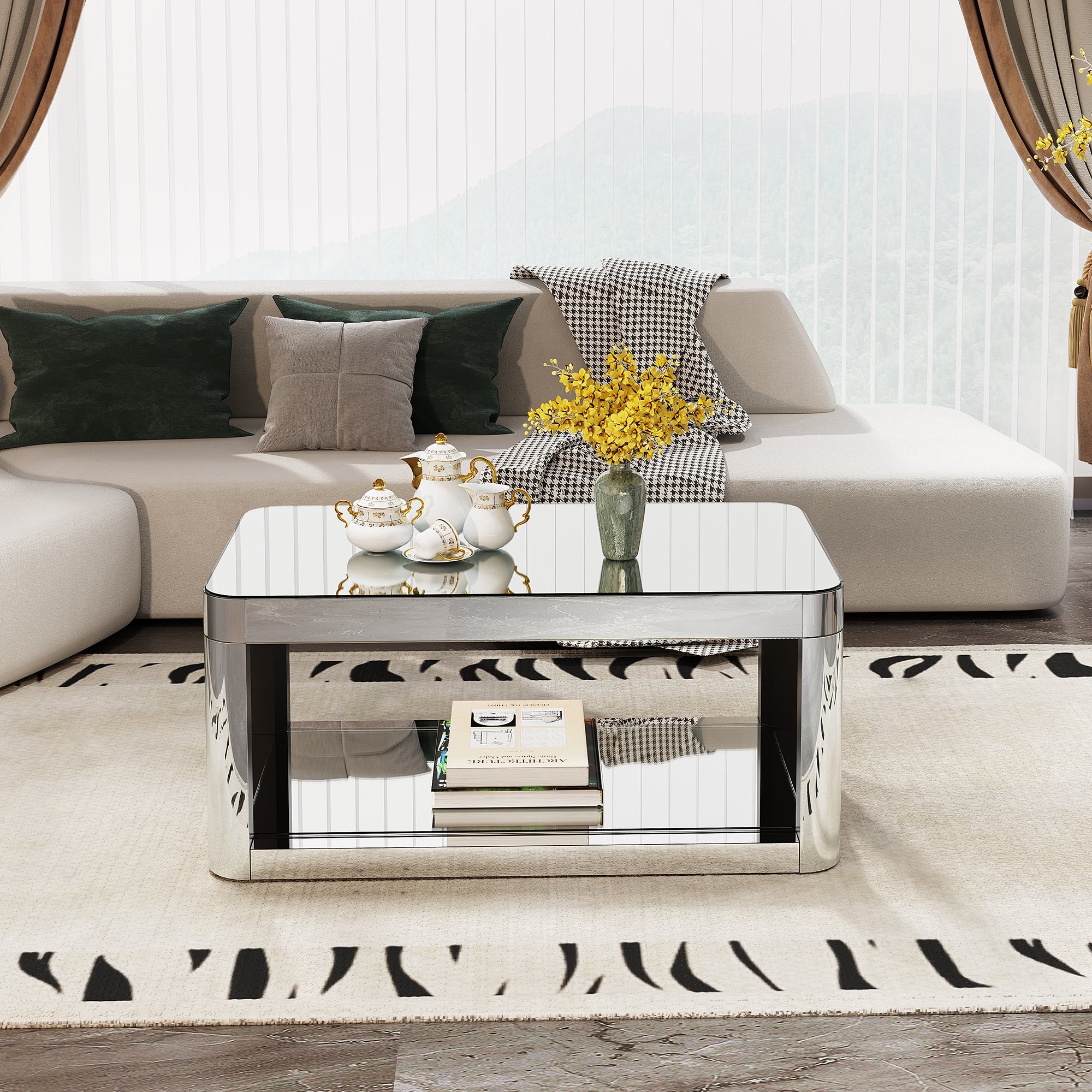 Baked Curved Mirror Coffee Table