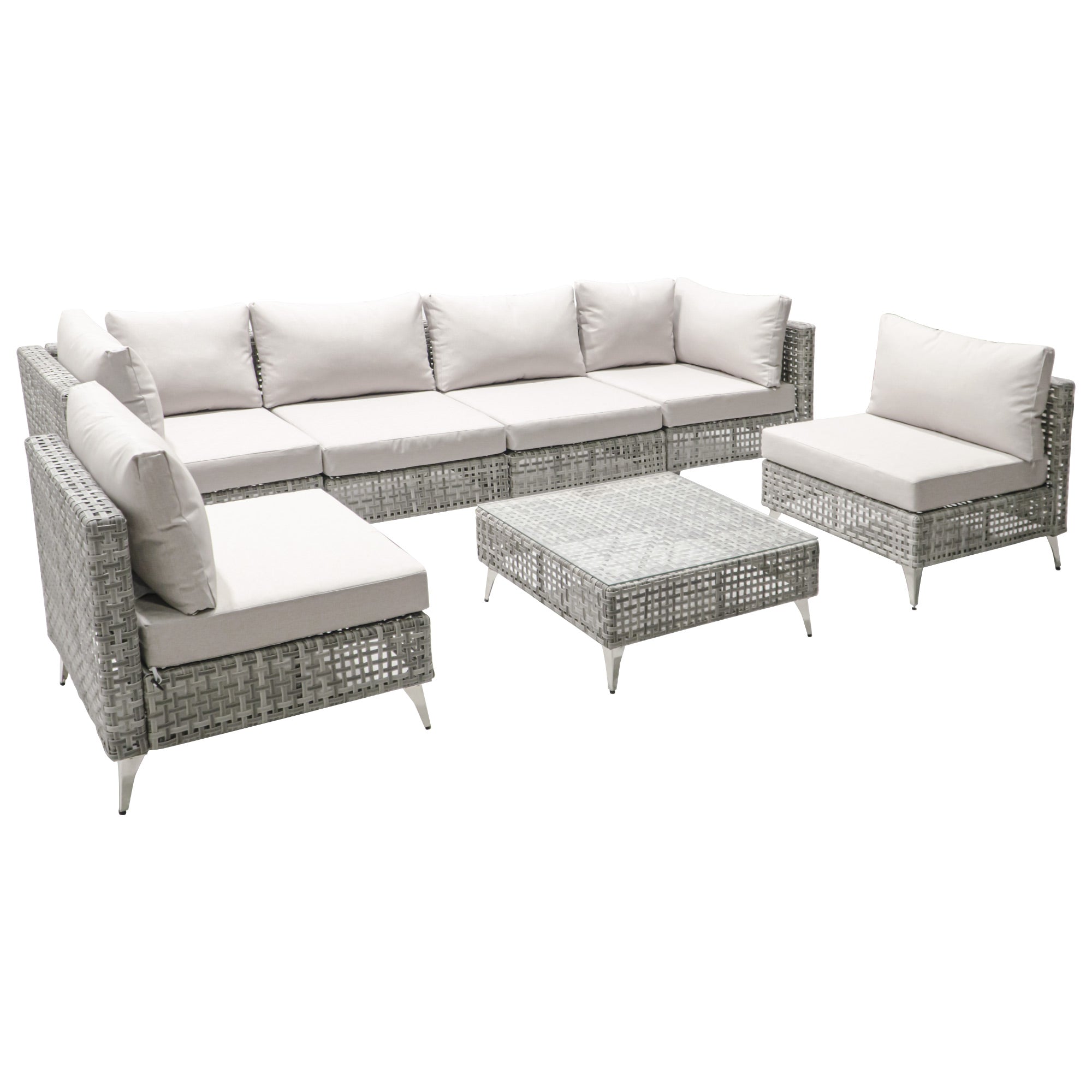 K&K 7-Piece Wicker Patio Furniture Set