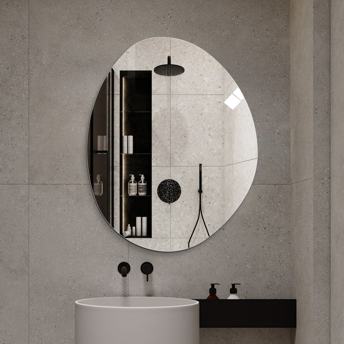 40 in. x 32 in. Modern Asymmetrical Bathroom Wall Mirror