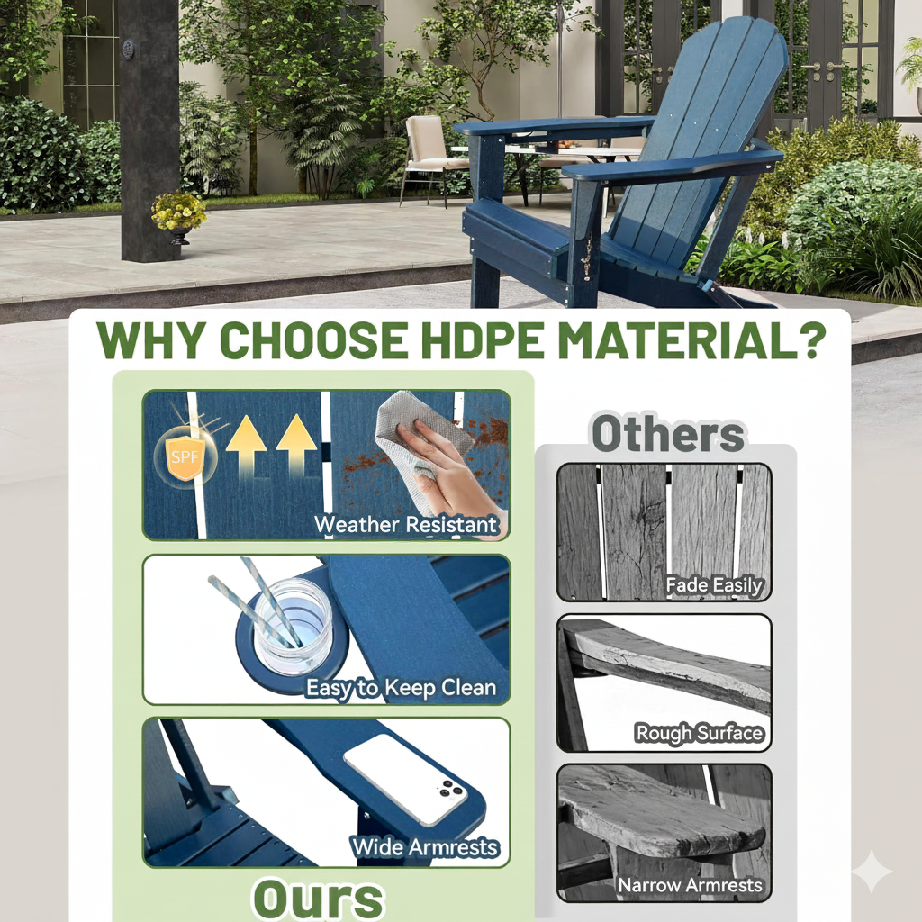 Folding Adirondack Chair with Cup Holder - Dark HDPE