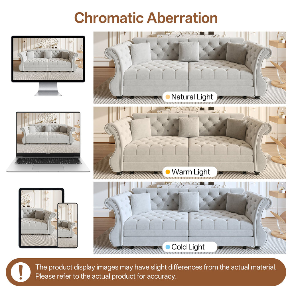 97.6" Oversized Chesterfield Pull Out Sofa Bed