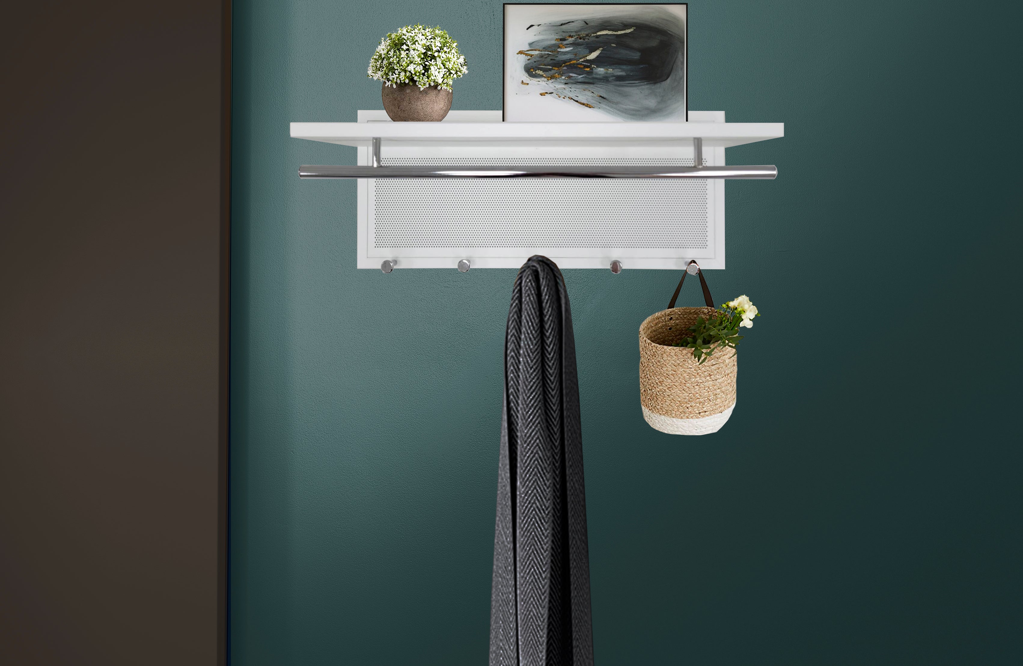 Esyspot Metal Powder Coating Hook Wall Mounted with Shelf