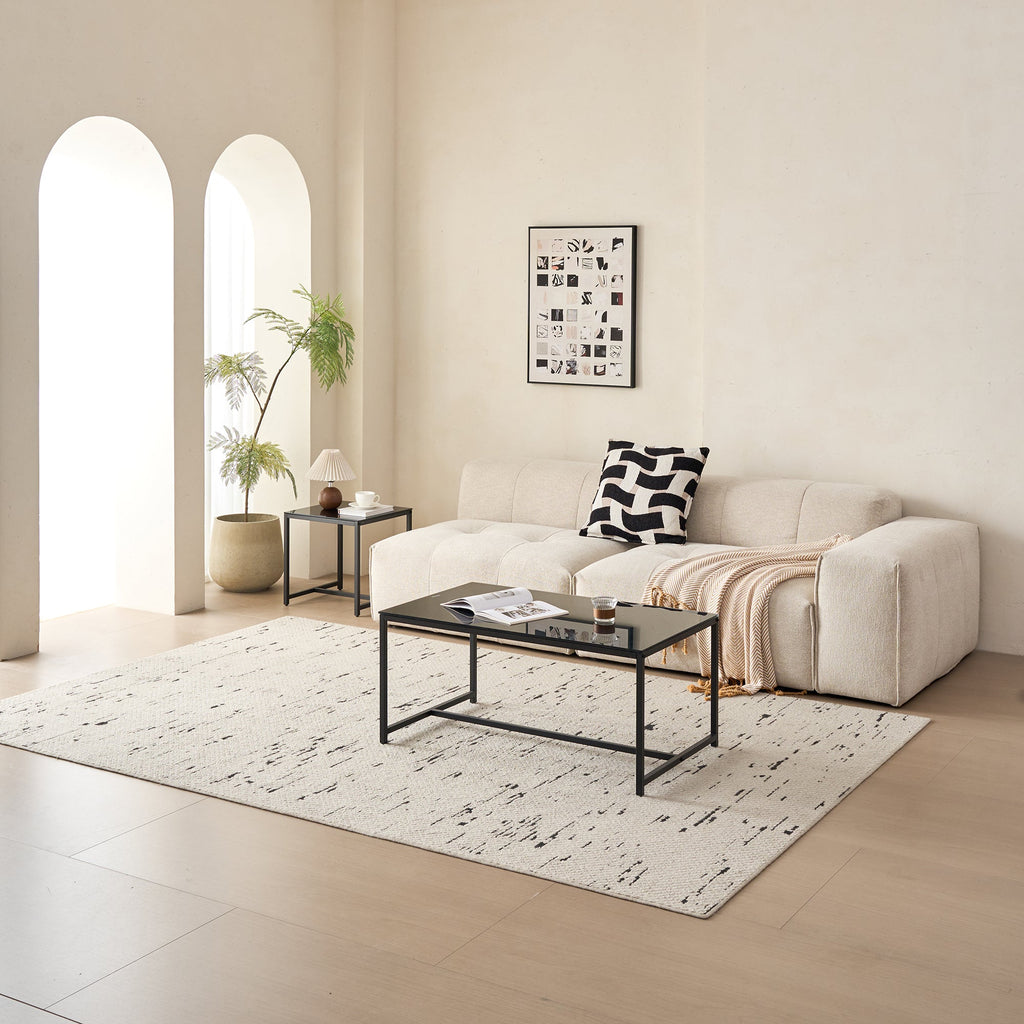 Black Glass Coffee Table, Small Tea Table
