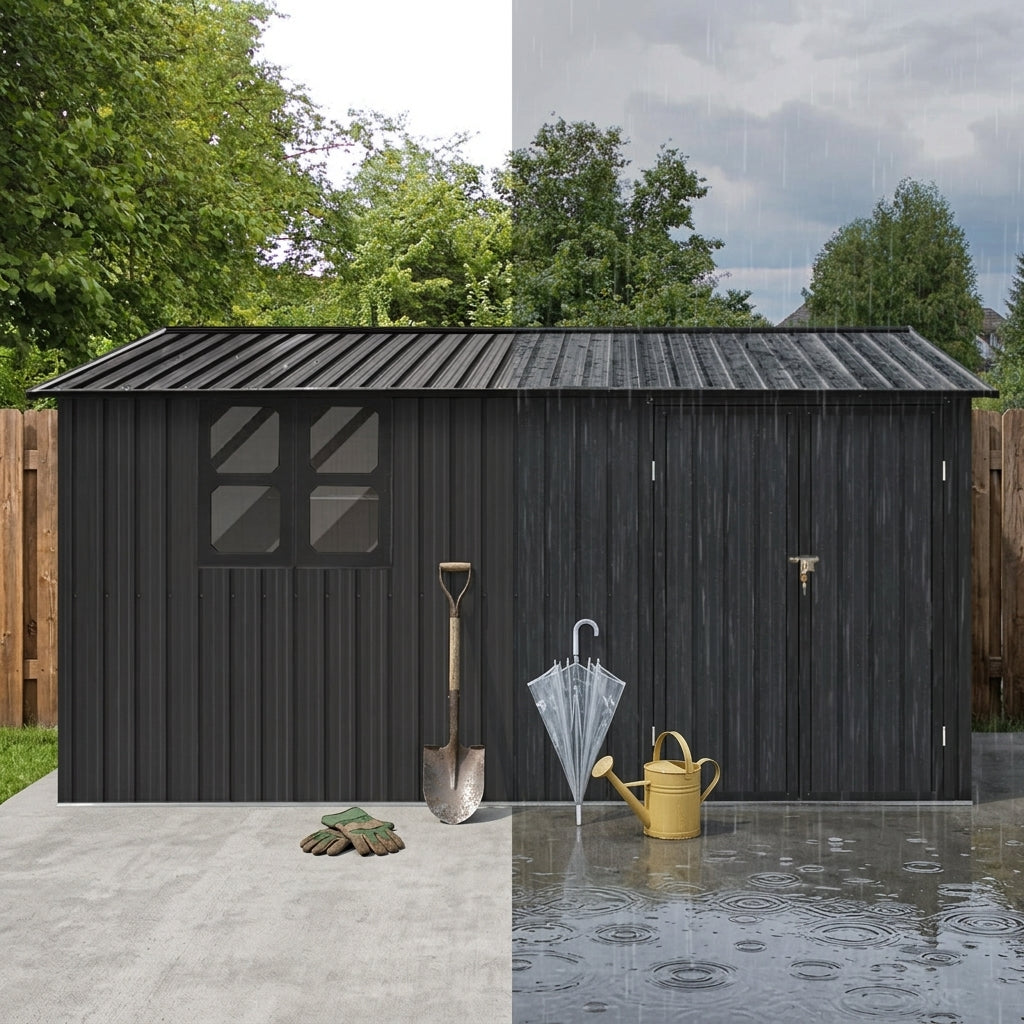 12x10 Ft Metal Garden Sheds Outdoor Storage Sheds