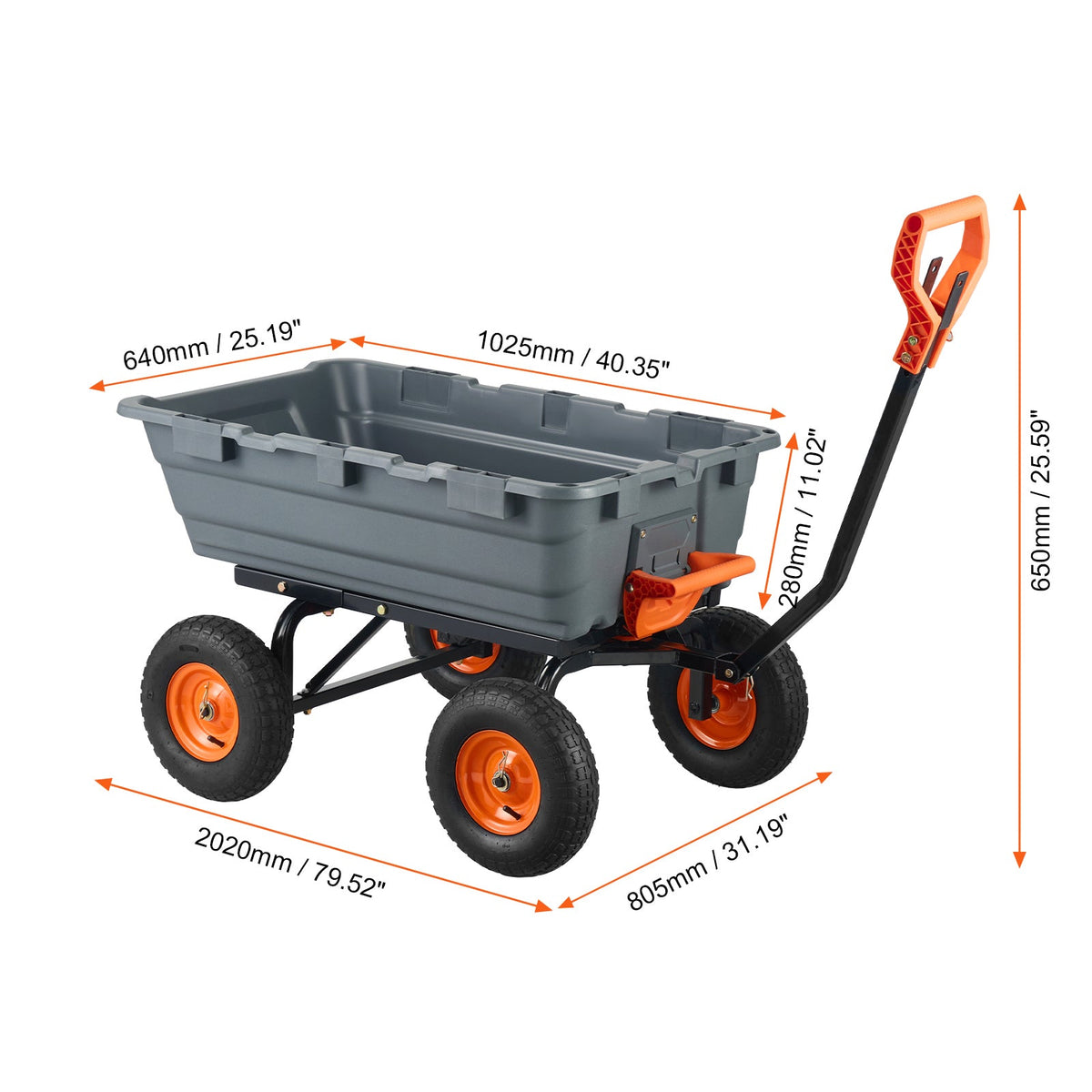 Poly Garden Dump Cart with Steel Frame