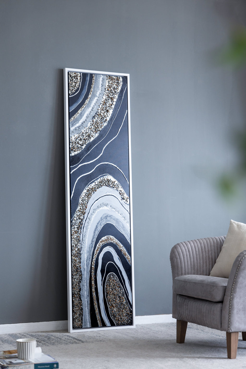 Elongated Landscape Rectangle Framed Oil Painting