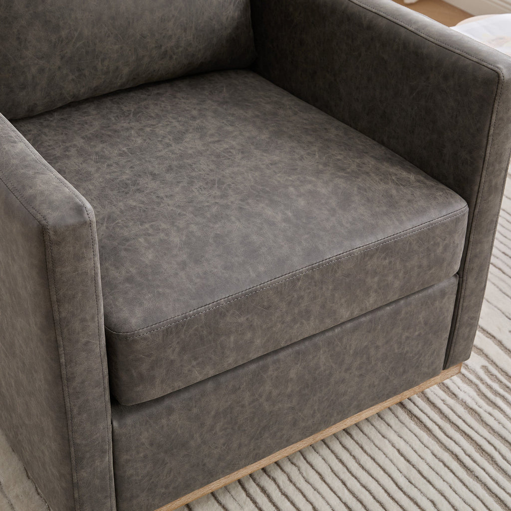 Gray Upholstered Square Swivel Accent Chair