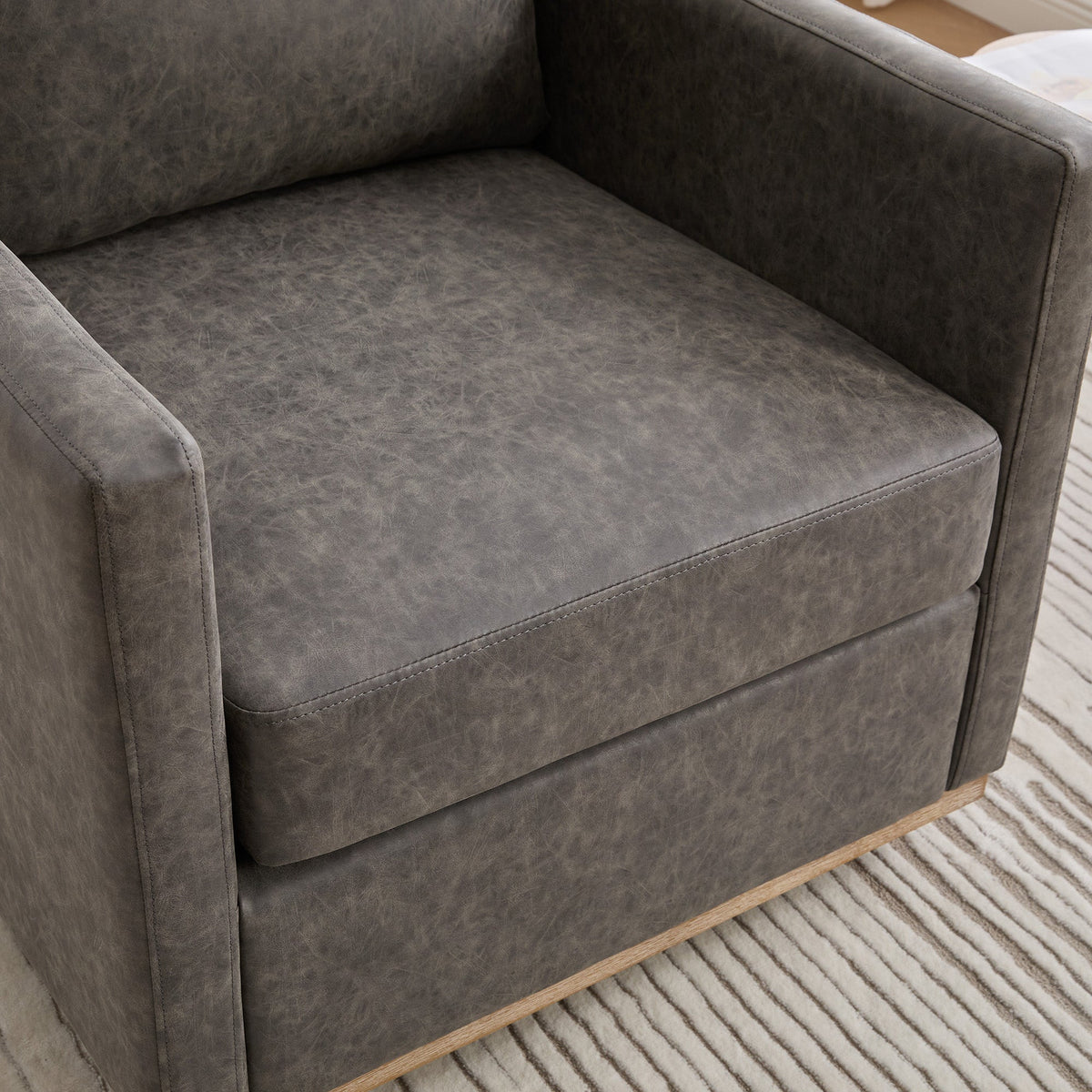 Gray Upholstered Square Swivel Accent Chair