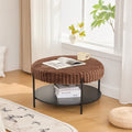 30.9" Wide Upholstered Round Ottoman Coffee Table Foot Rest