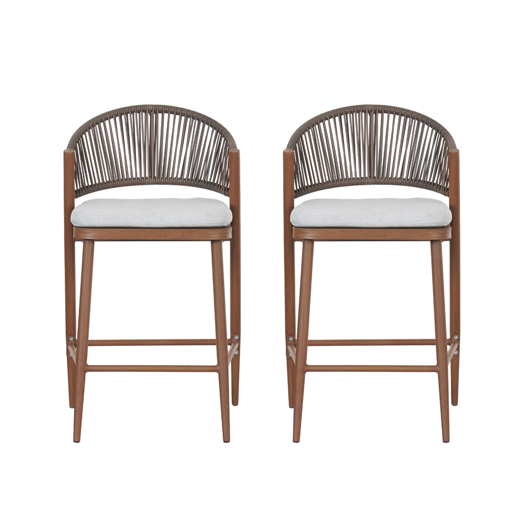 Outdoor 26" Seat Height Aluminum Frame Counter Stools - Set of 2