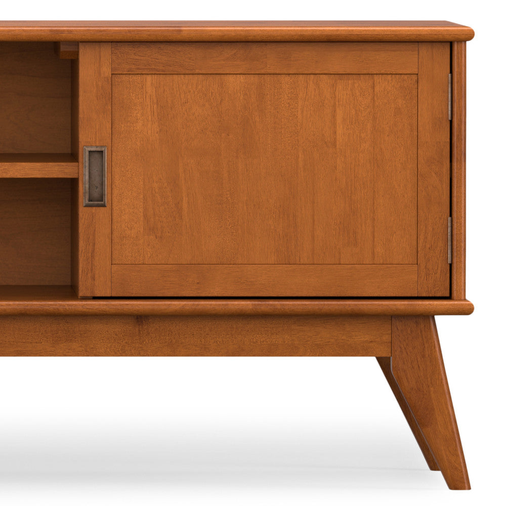 Draper 72 Inch Wide Solid Wood Mid Century TV Stand in Teak
