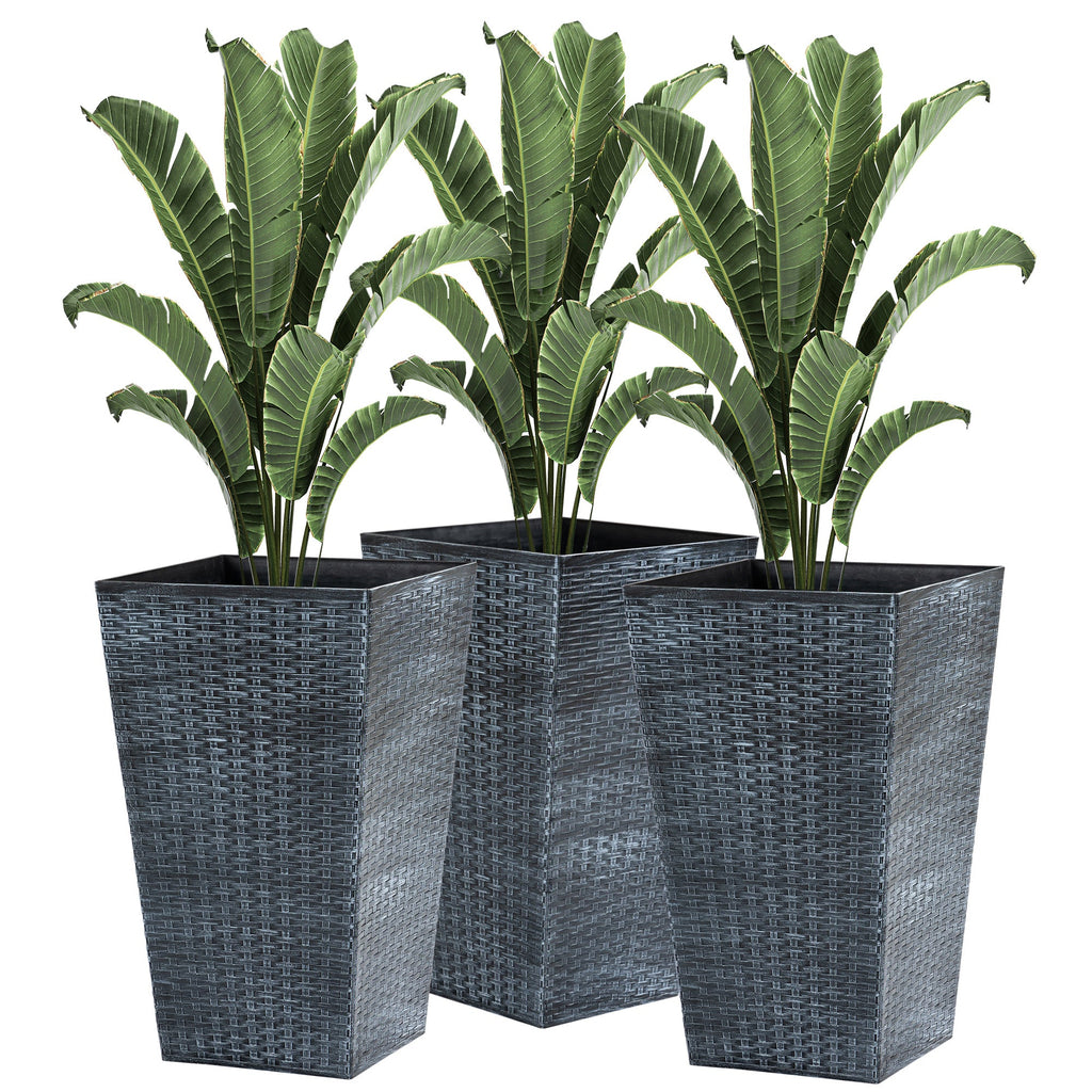 Outsunny Set of 3 Tall Planters with Drainage Hole