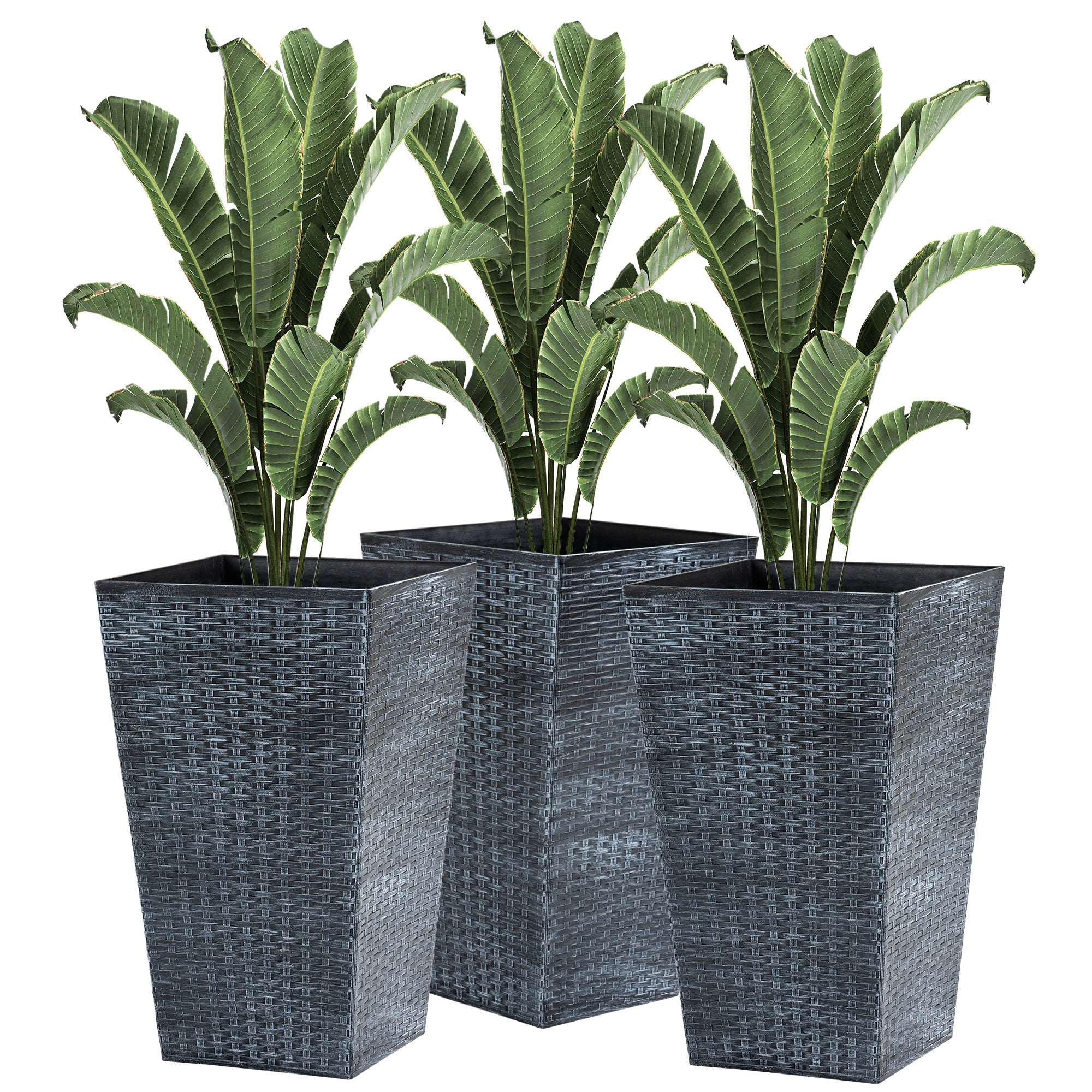 Outsunny Set of 3 Tall Planters with Drainage Hole