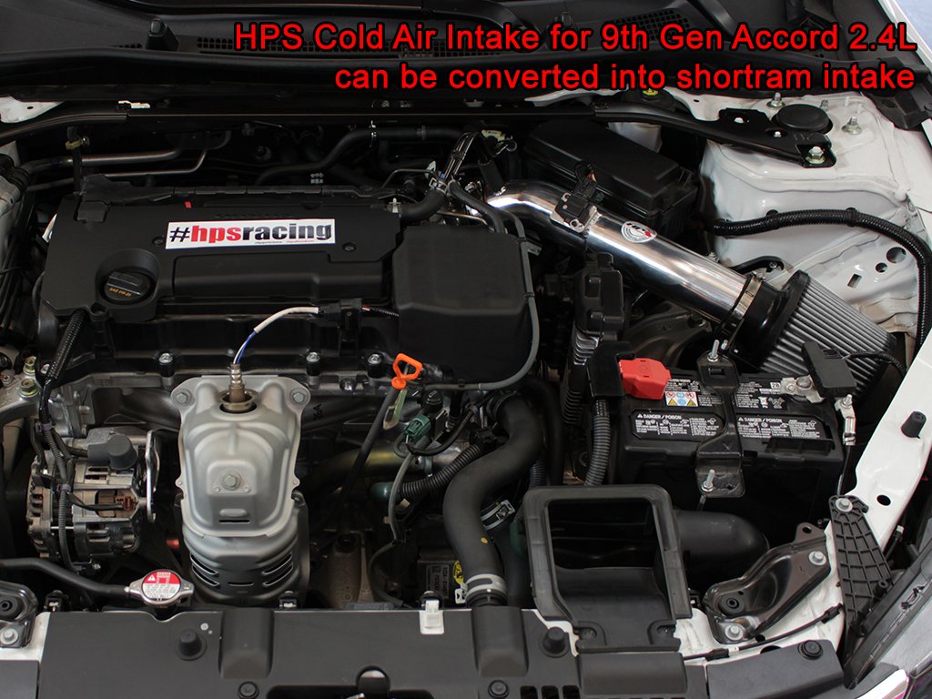 HPS Cold Air Intake Kit 2013-2017 Honda Accord 2.4L, Converts to Shortram, Blue
