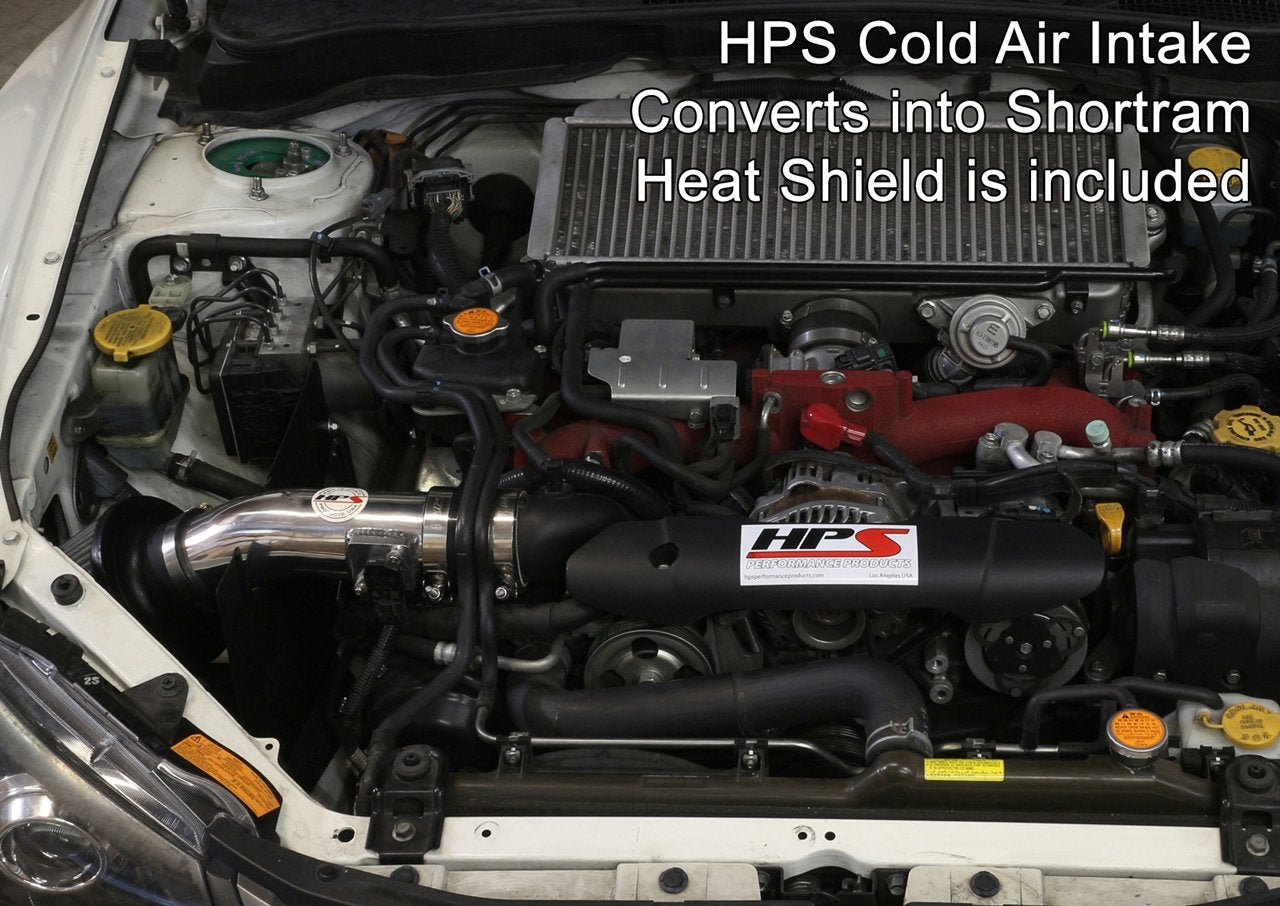 HPS Cold Air Intake Kit 2008-2014 Subaru WRX STI 2.5L Turbo, Converts to Shortram, 837-566