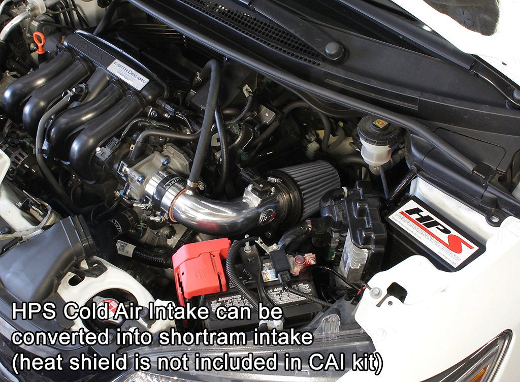 HPS Cold Air Intake Kit 2015-2018 Honda Fit 1.5L Manual Trans., Converts to Shortram, Polish