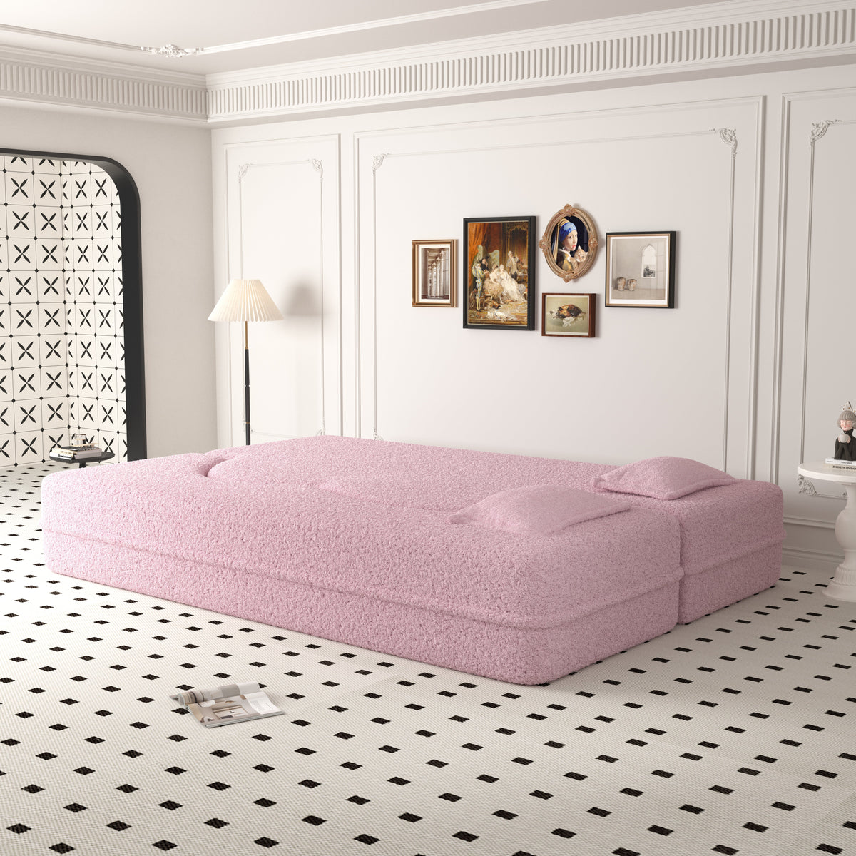 Modern Floor Sofa With 2 Pillows