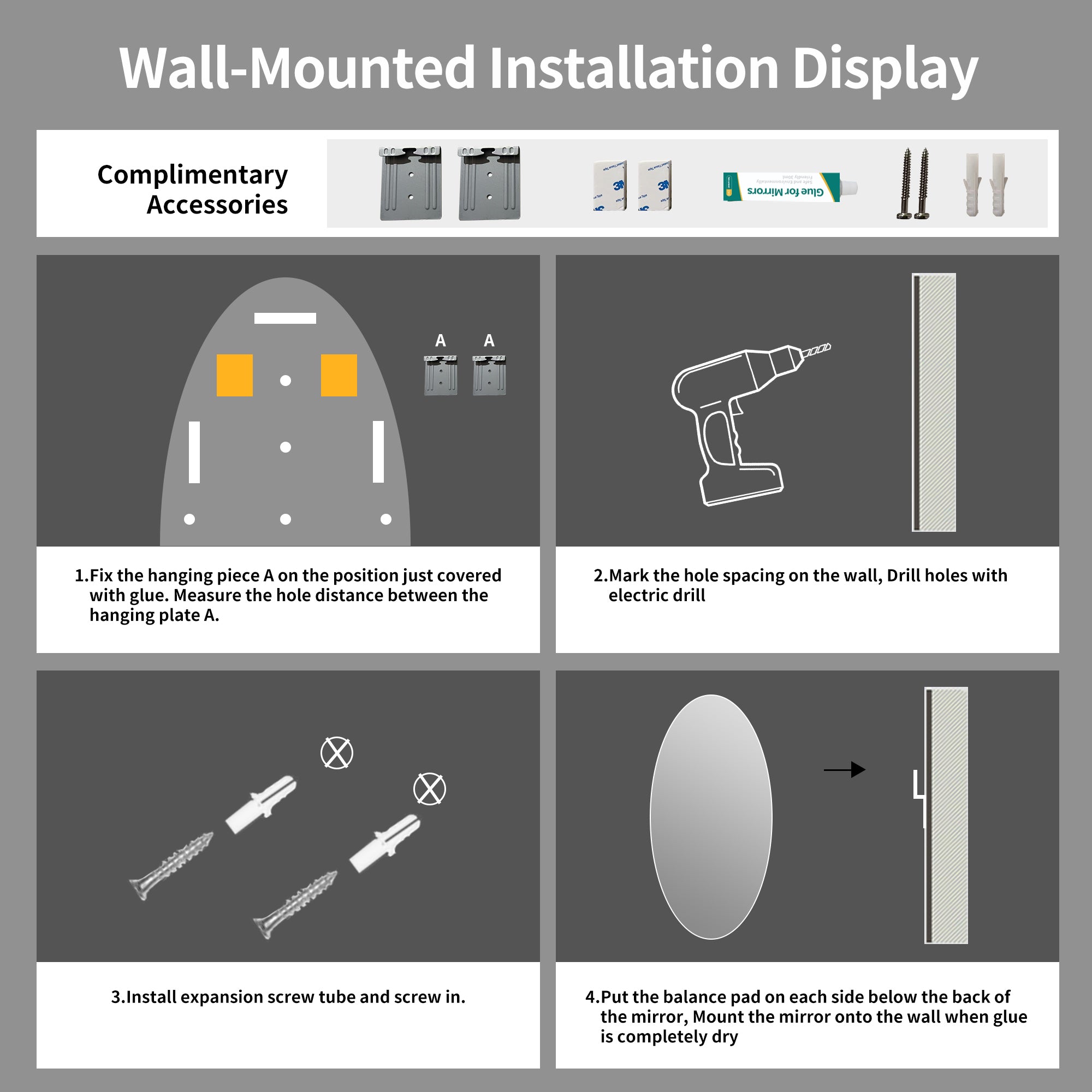 65" x 24" Full Length Wall Mirror - Oval Design