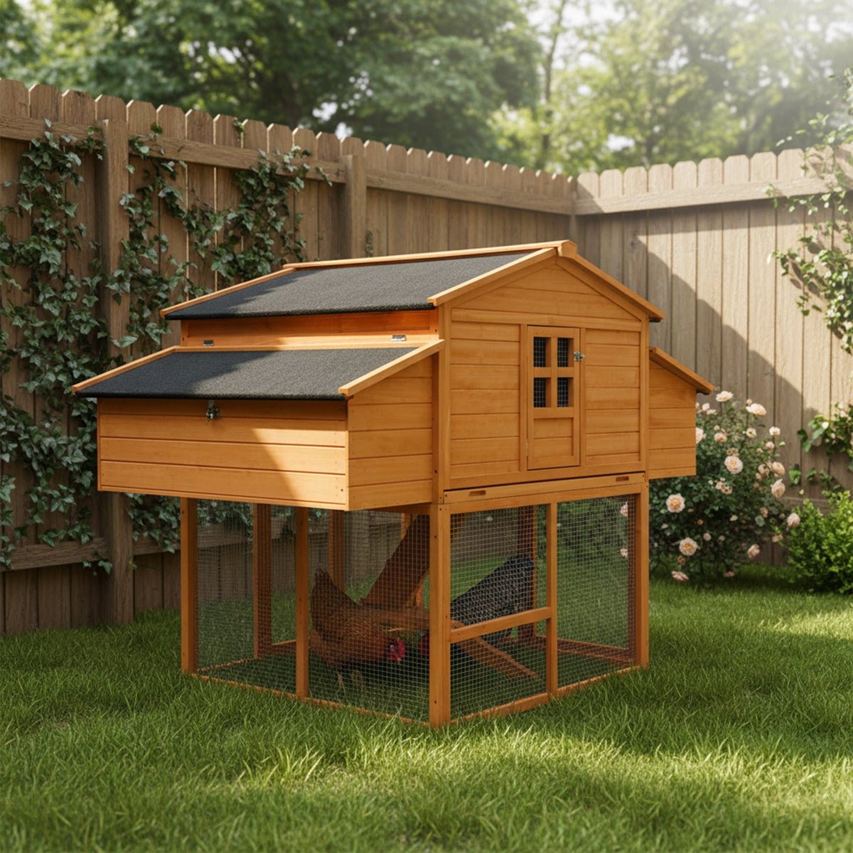 Chicken House for Outdoor with Two Nesting Box